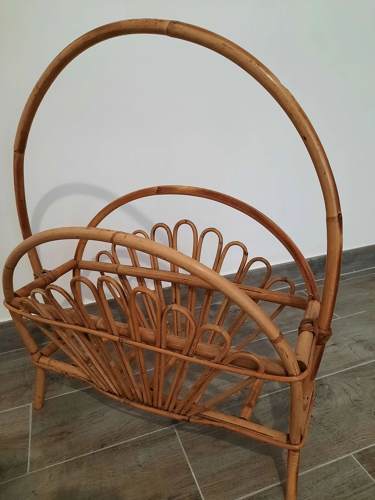 Bamboo and rattan magazine rack by Franco Albini, 1960s 3