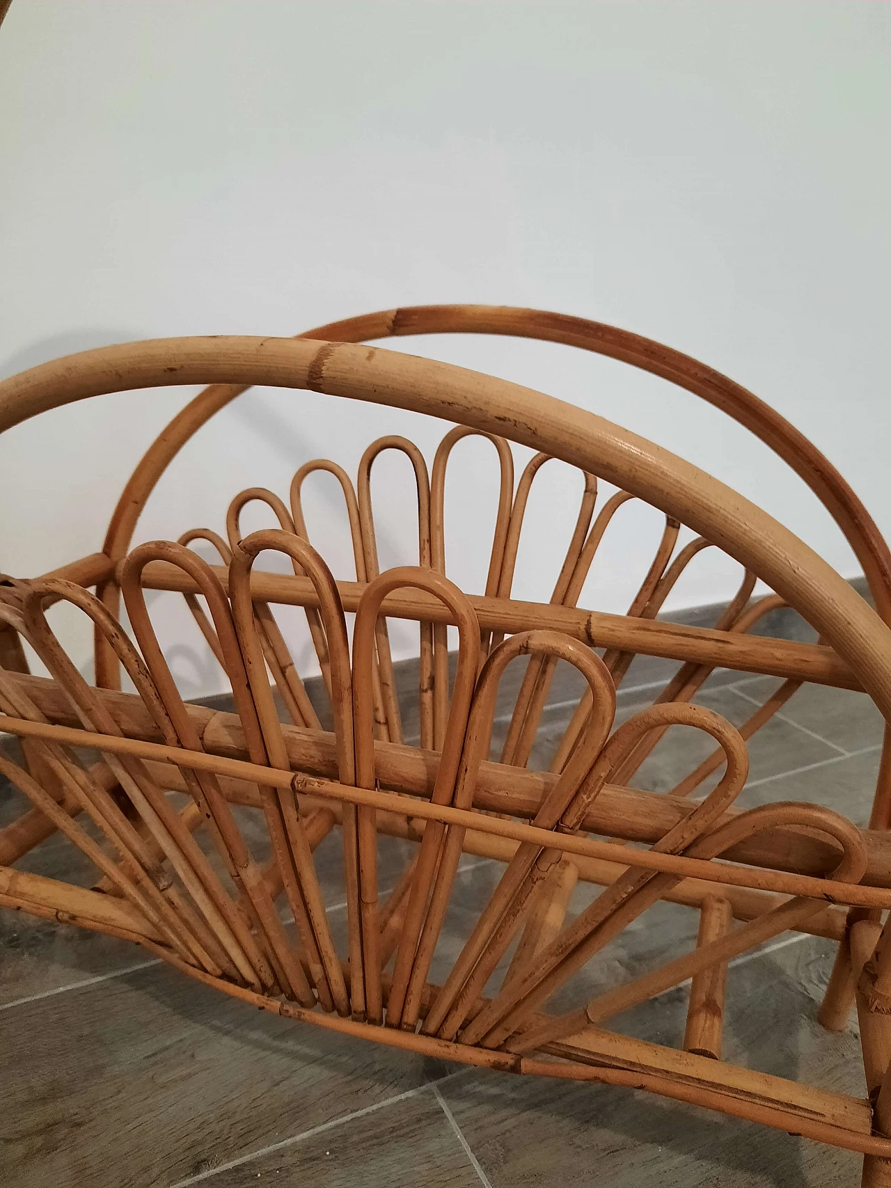 Bamboo and rattan magazine rack by Franco Albini, 1960s 4