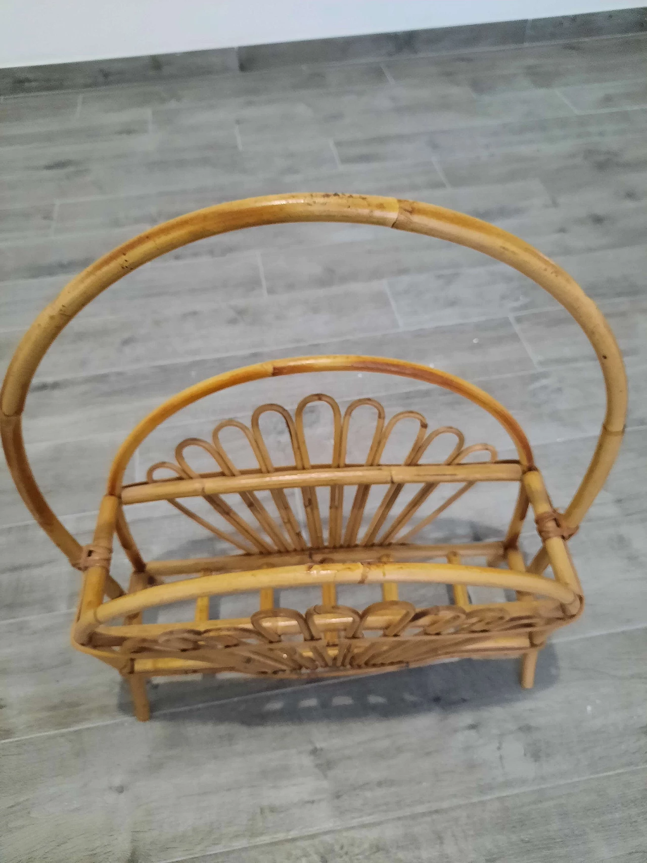 Bamboo and rattan magazine rack by Franco Albini, 1960s 5