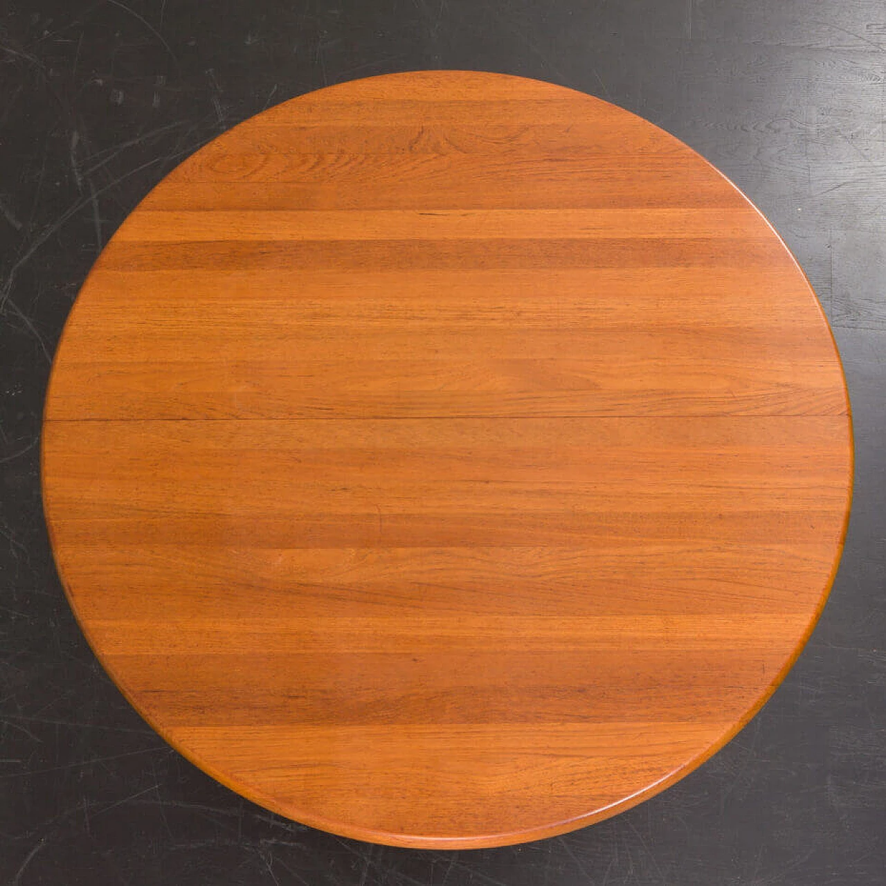 Extendable round table with solid teak base, 1960s 16