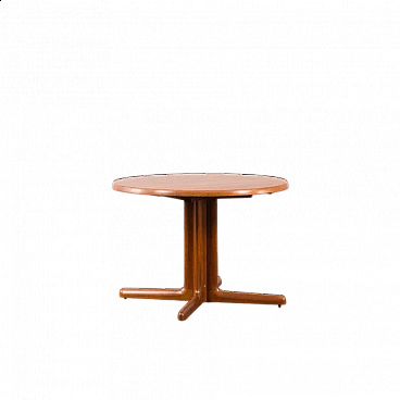 Tavolo rotondo allungabile con base in teak massiccio, anni '60