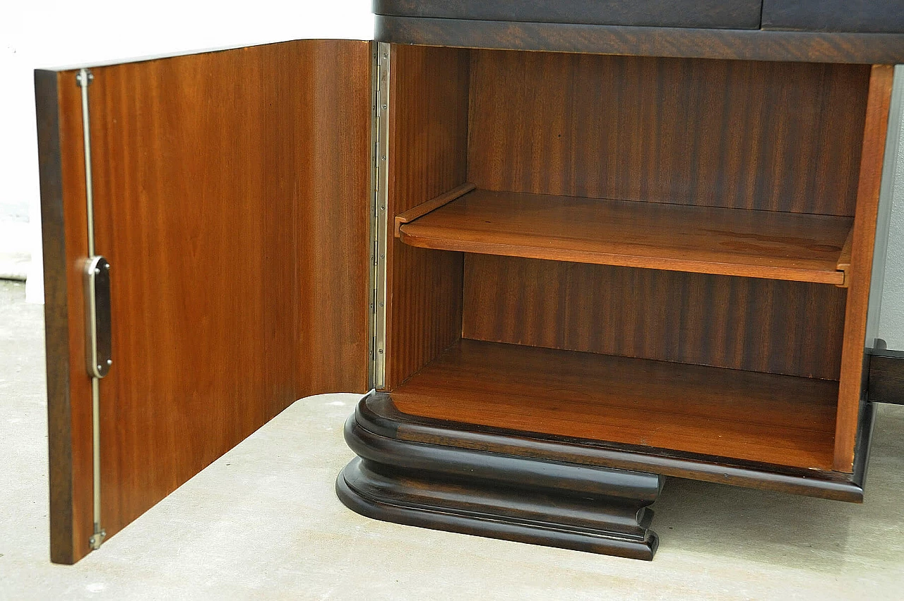 Scrivania Art Déco boema in noce con vetrina, anni '30 6