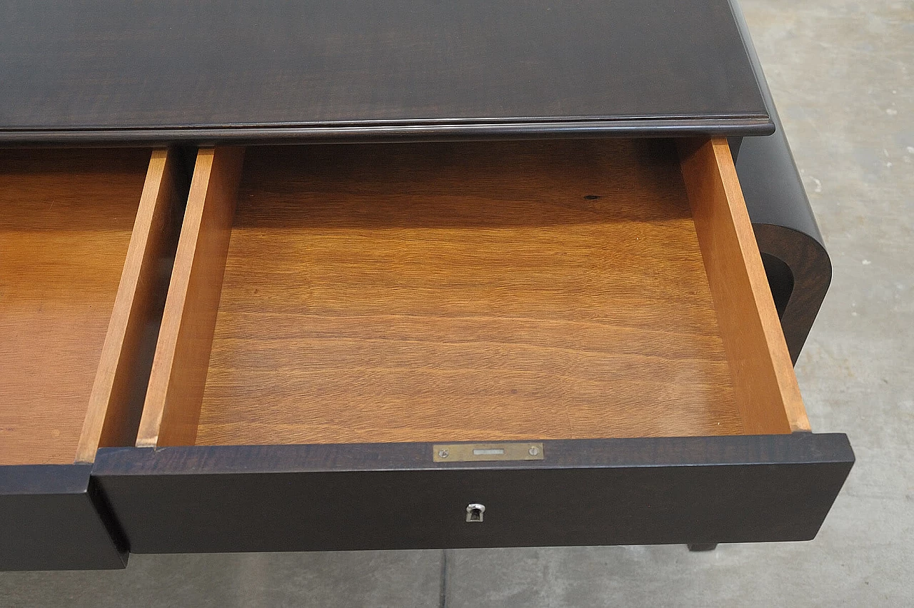 Scrivania Art Déco boema in noce con vetrina, anni '30 10