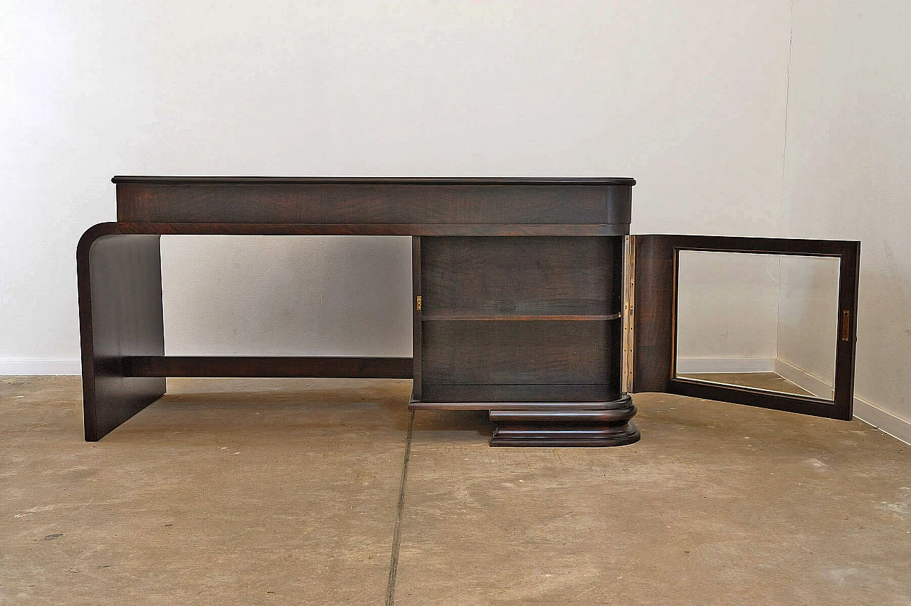 Scrivania Art Déco boema in noce con vetrina, anni '30 22