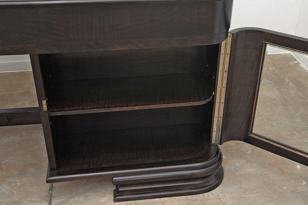 Scrivania Art Déco boema in noce con vetrina, anni '30 23