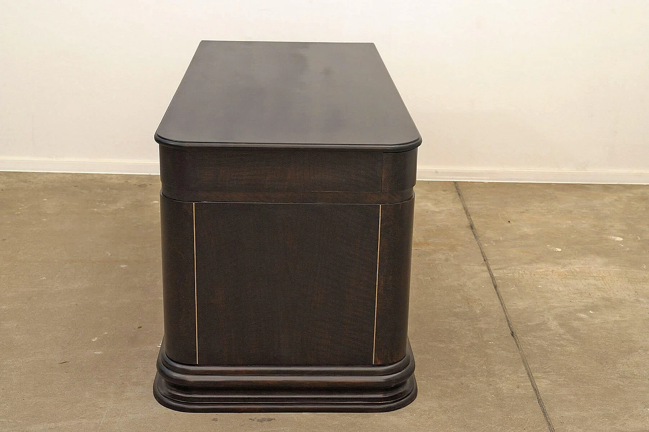 Scrivania Art Déco boema in noce con vetrina, anni '30 26