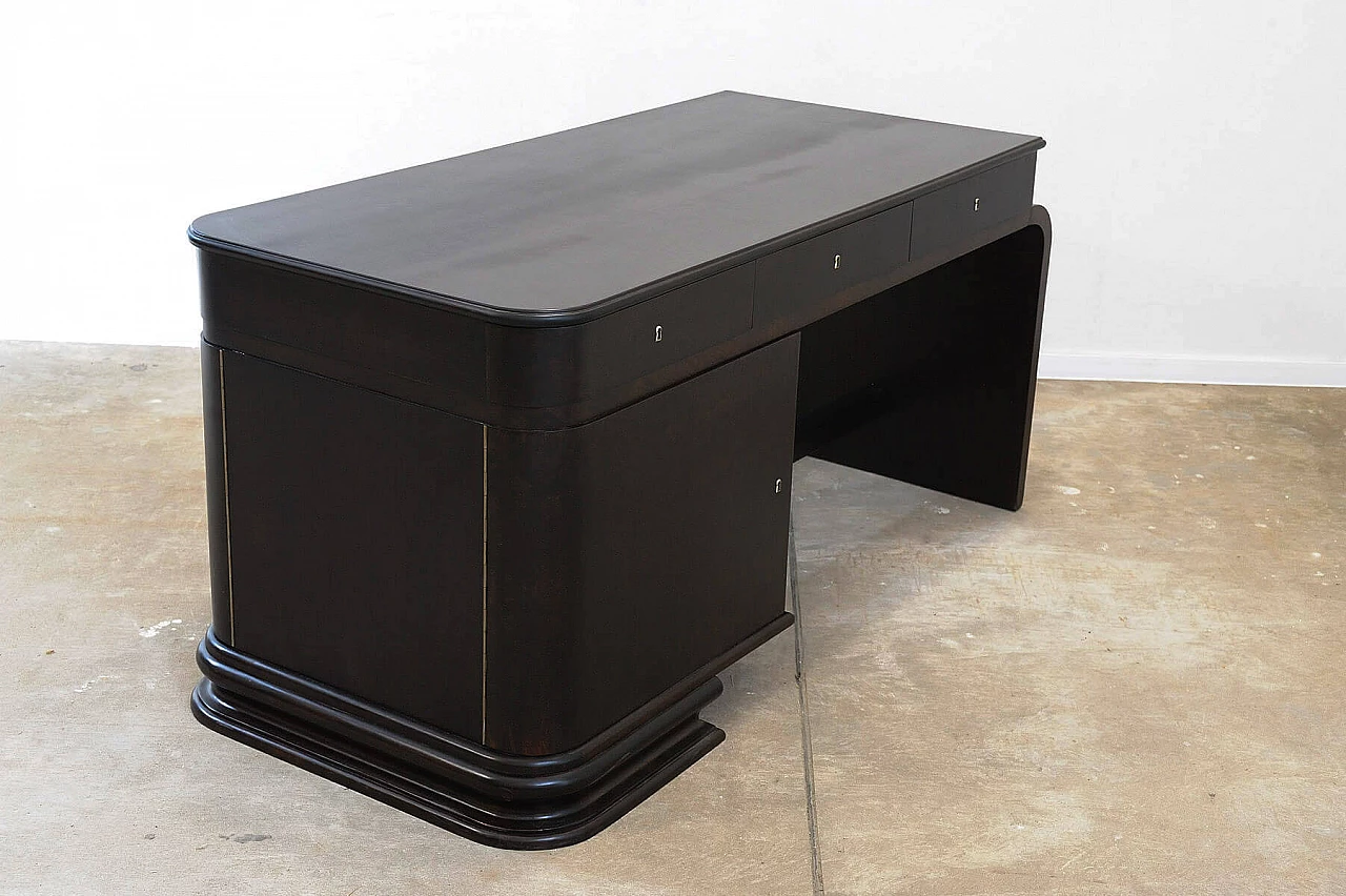 Scrivania Art Déco boema in noce con vetrina, anni '30 28