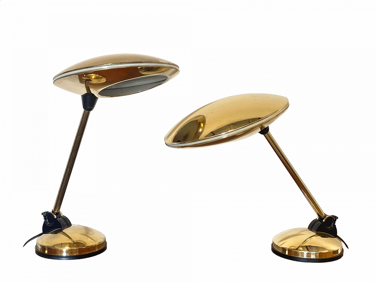Pair of Space Age brass table lamps, 1970s 11
