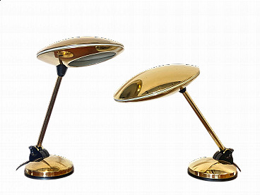 Pair of Space Age brass table lamps, 1970s
