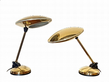 Pair of Space Age brass table lamps, 1970s