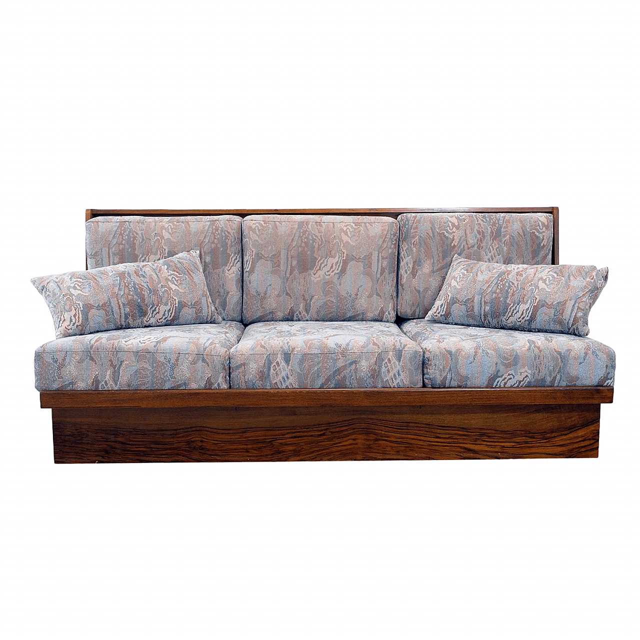 Czechoslovakian walnut veneered wood folding sofa bed, 1950s 1