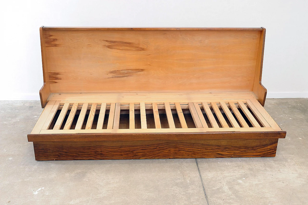 Czechoslovakian walnut veneered wood folding sofa bed, 1950s 2