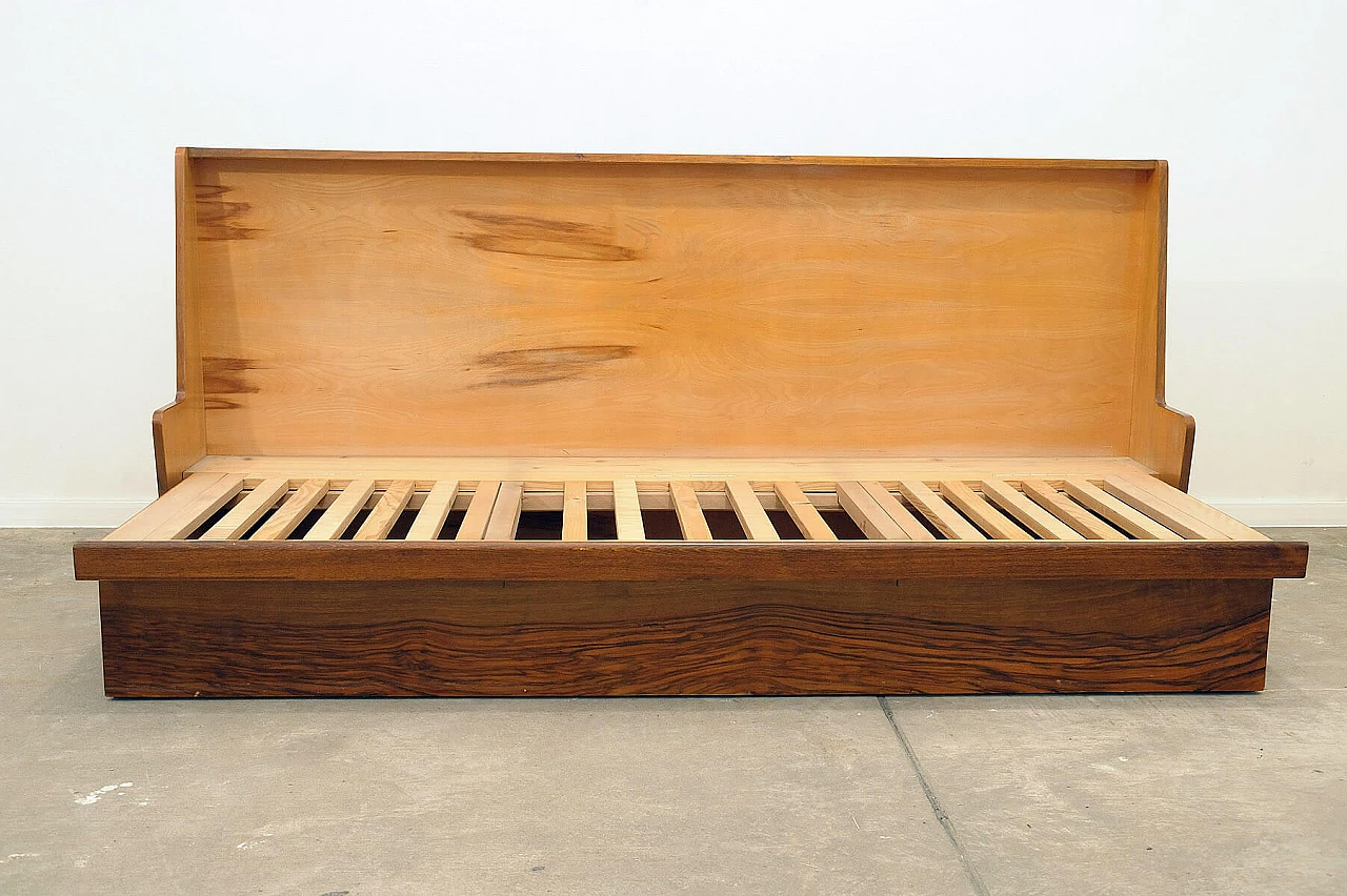Czechoslovakian walnut veneered wood folding sofa bed, 1950s 3