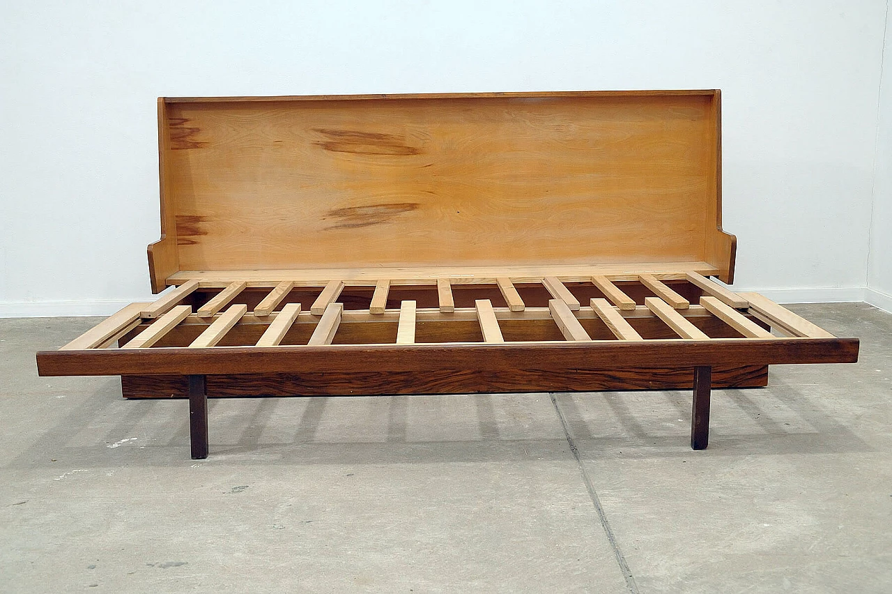 Czechoslovakian walnut veneered wood folding sofa bed, 1950s 5