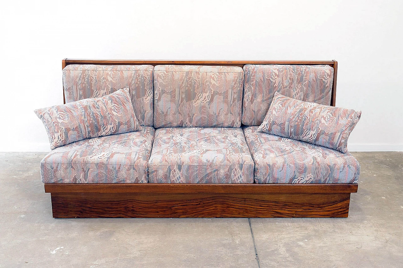 Czechoslovakian walnut veneered wood folding sofa bed, 1950s 6