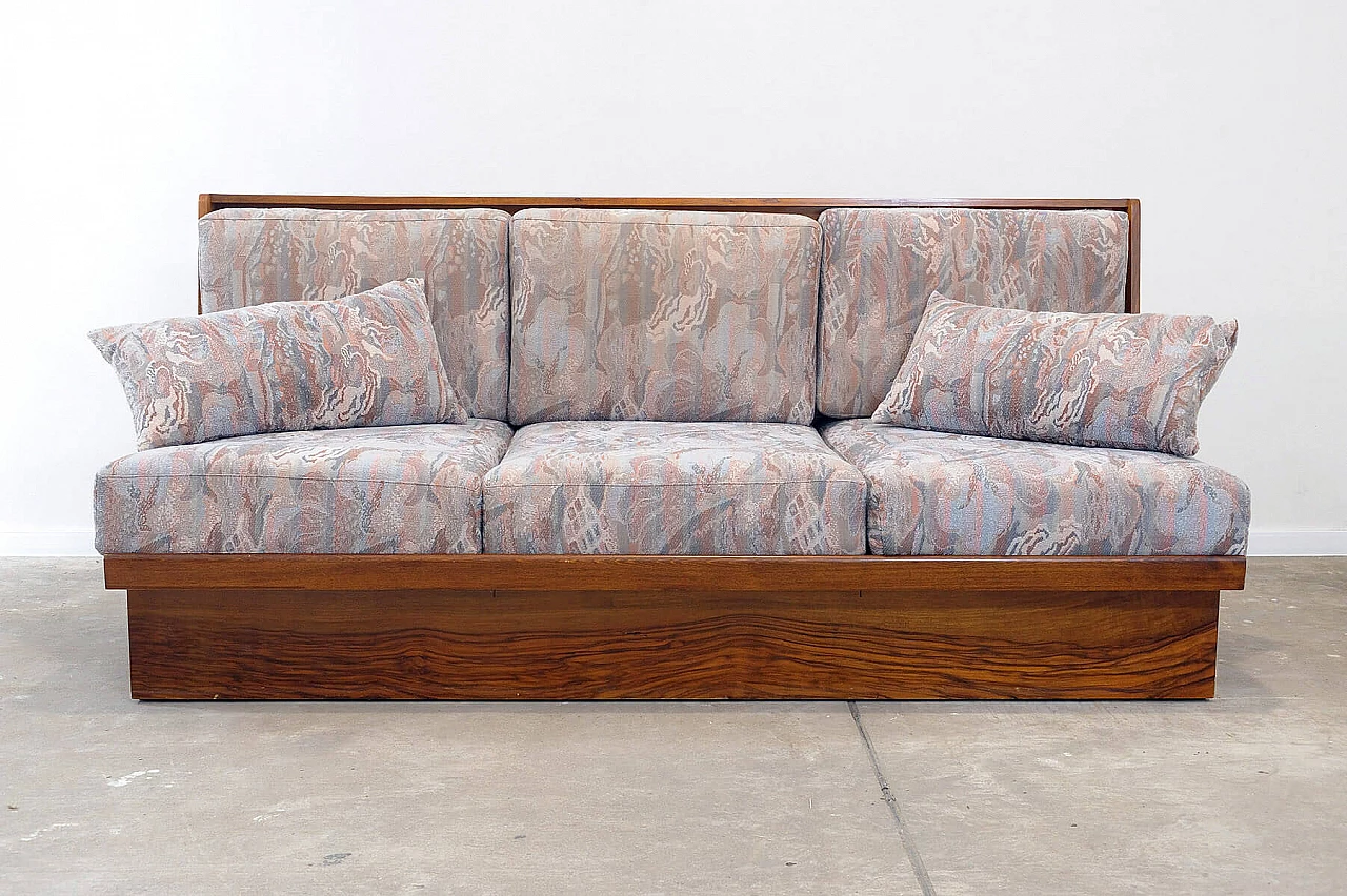 Czechoslovakian walnut veneered wood folding sofa bed, 1950s 7