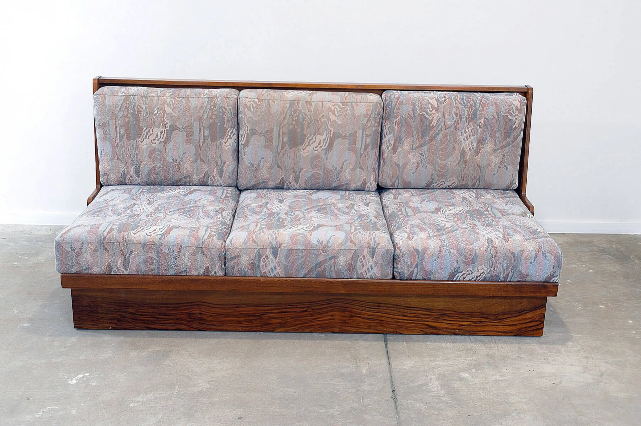 Czechoslovakian walnut veneered wood folding sofa bed, 1950s 8