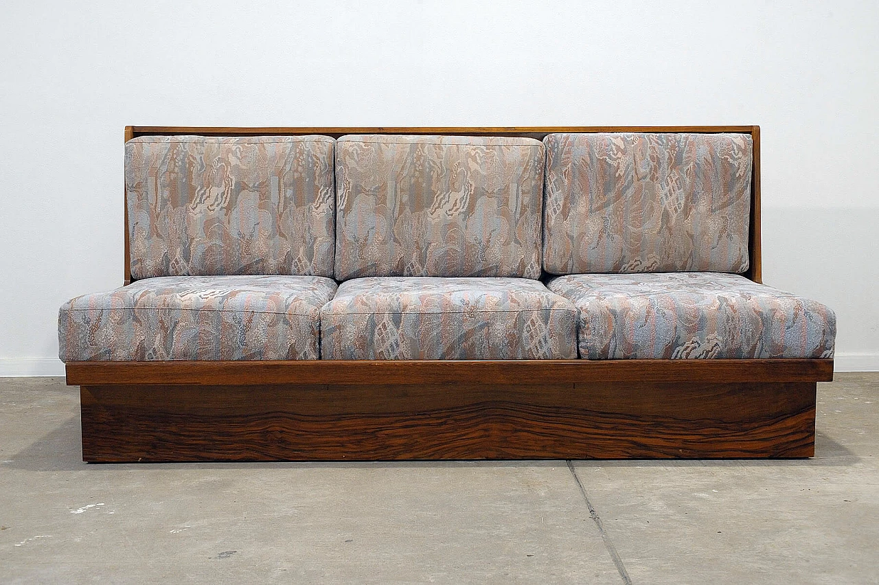 Czechoslovakian walnut veneered wood folding sofa bed, 1950s 9