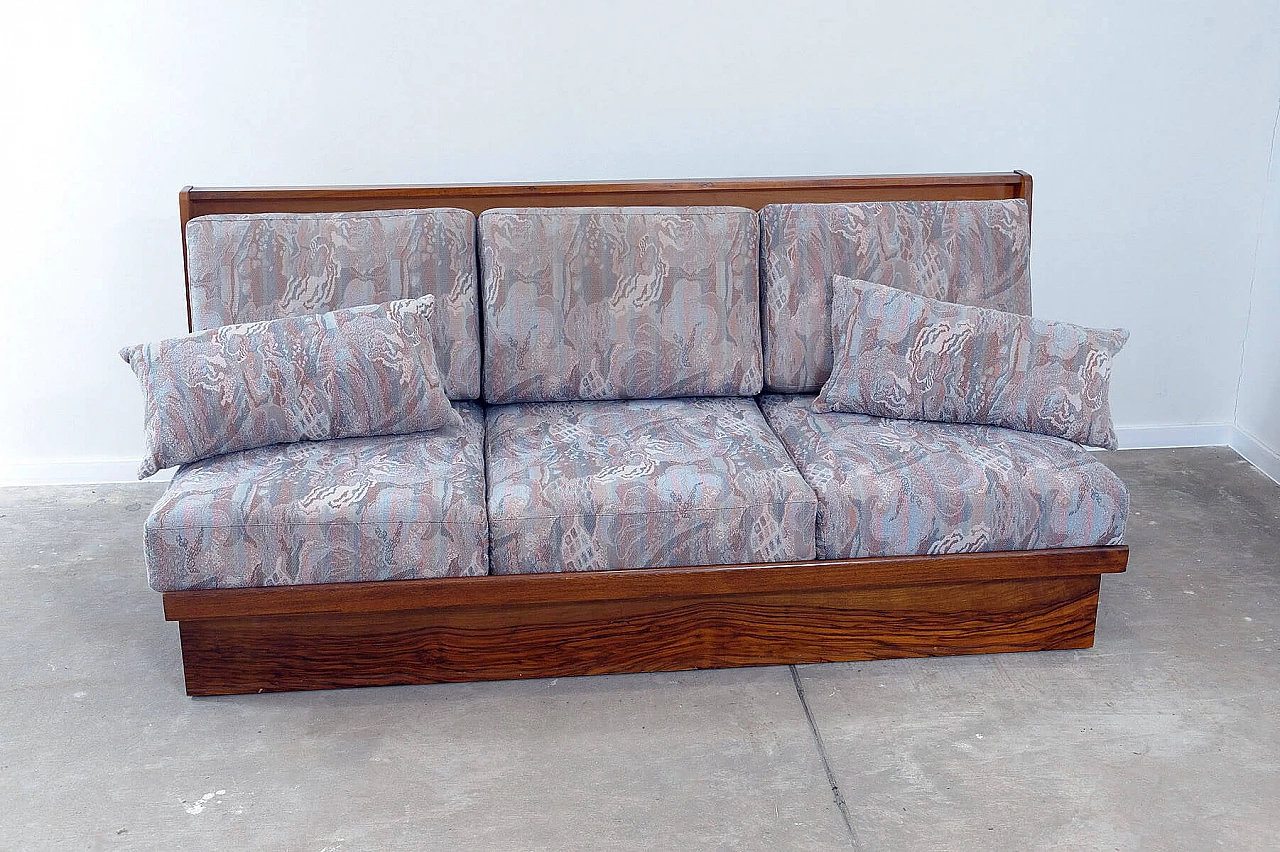 Czechoslovakian walnut veneered wood folding sofa bed, 1950s 14
