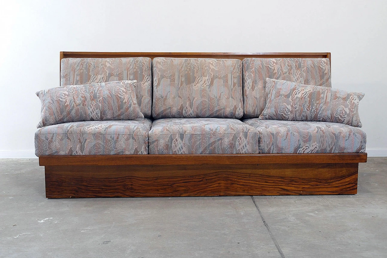 Czechoslovakian walnut veneered wood folding sofa bed, 1950s 15