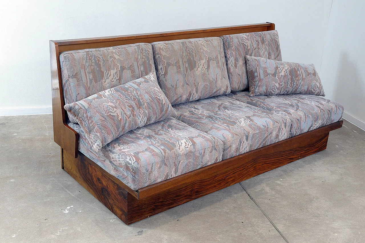 Czechoslovakian walnut veneered wood folding sofa bed, 1950s 16