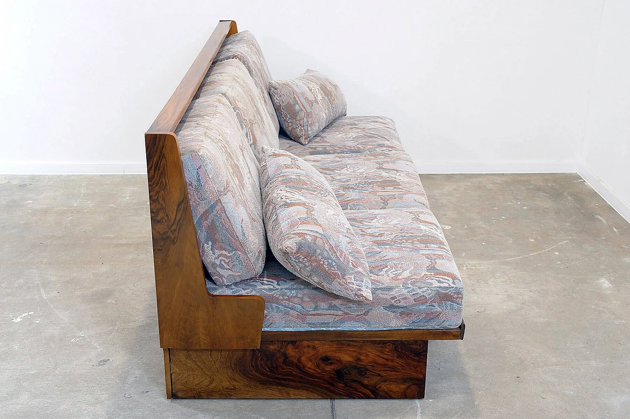 Czechoslovakian walnut veneered wood folding sofa bed, 1950s 18
