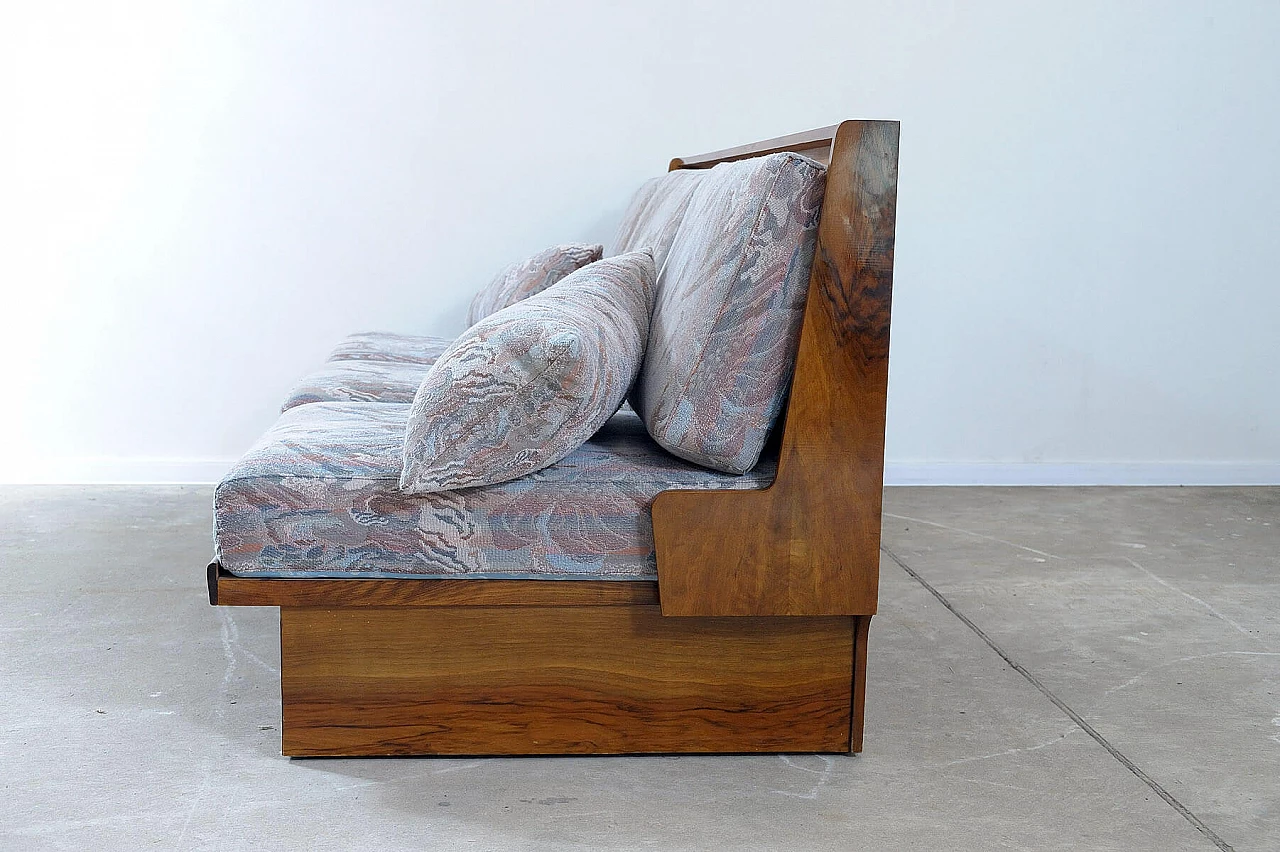 Czechoslovakian walnut veneered wood folding sofa bed, 1950s 24