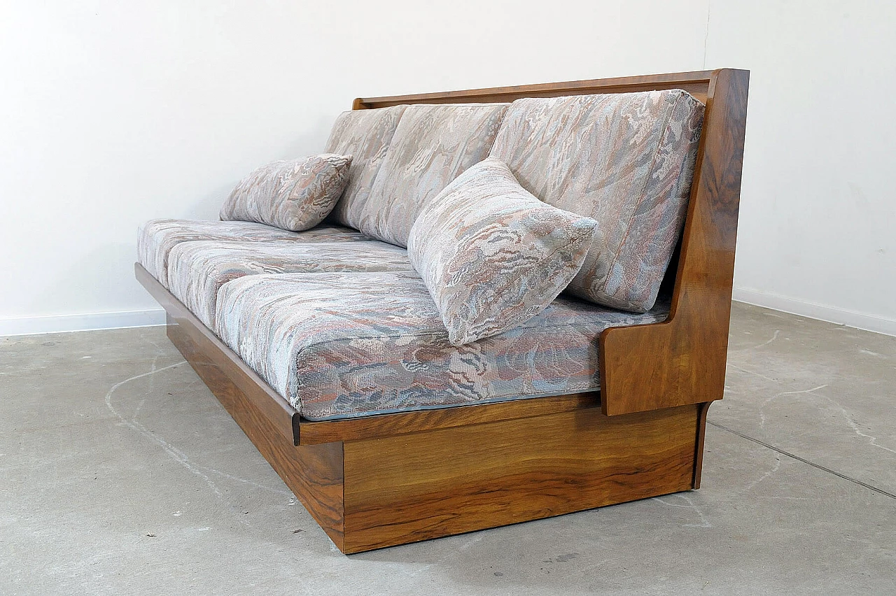 Czechoslovakian walnut veneered wood folding sofa bed, 1950s 26