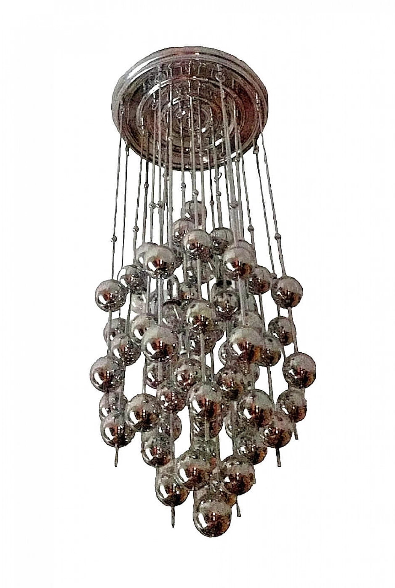 Metal chandelier attributed to Verner Panton for J. Lüber Ag, 1970s 1
