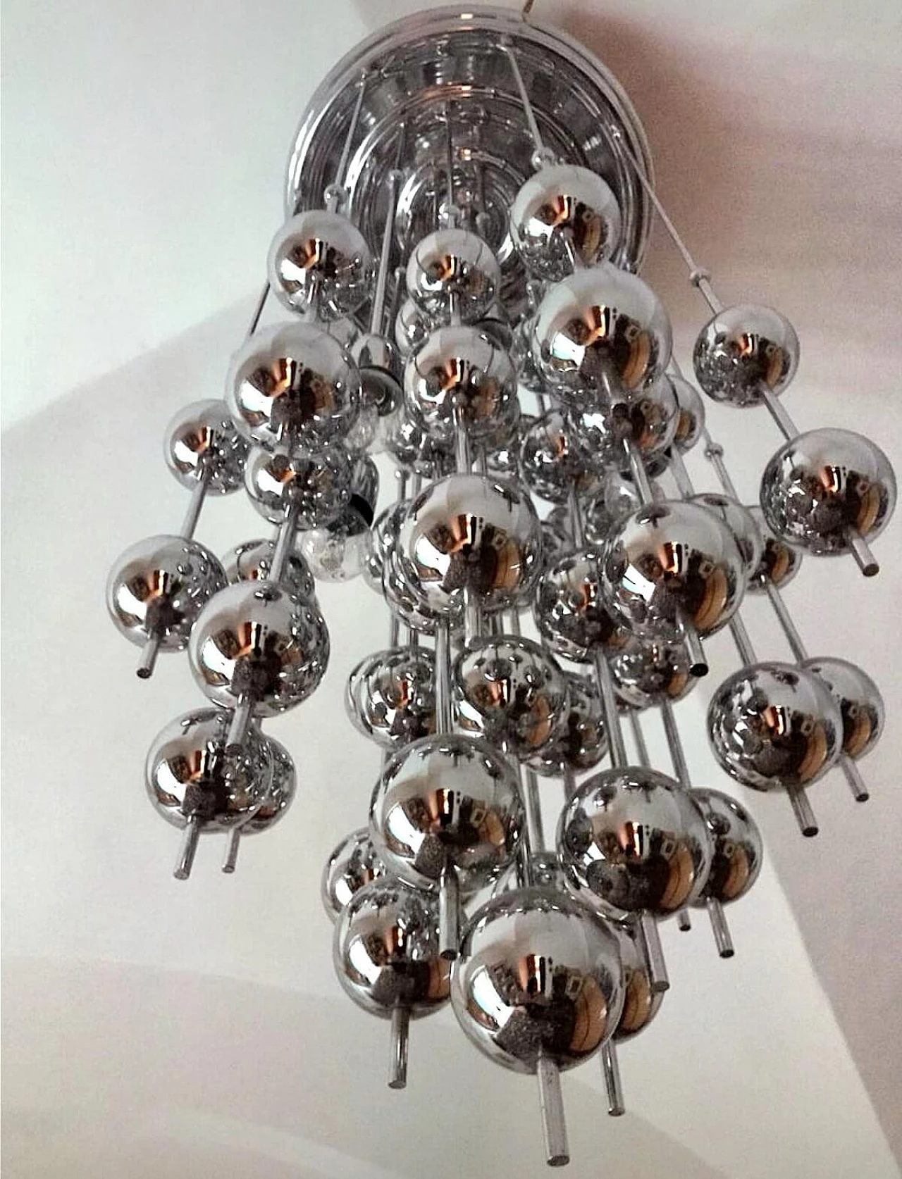 Metal chandelier attributed to Verner Panton for J. Lüber Ag, 1970s 5