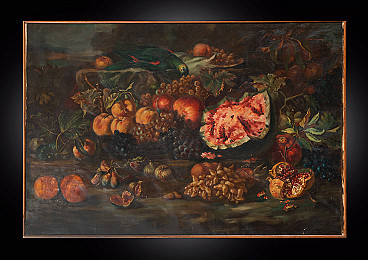 Still life with fruit, oil on canvas, late 19th century