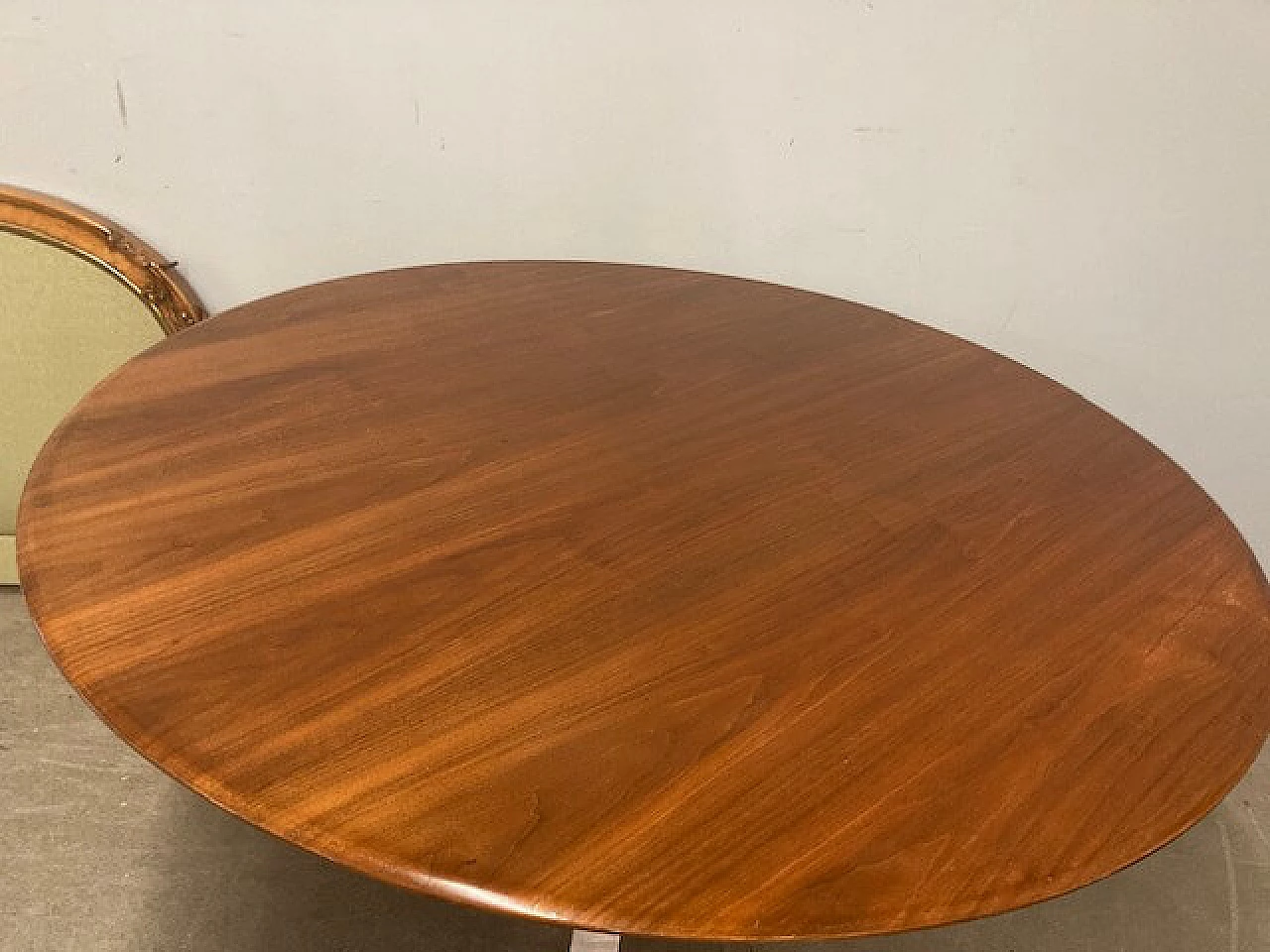 Round walnut and metal table by Osvaldo Borsani and Gerli for Tecno Milano, 1960s 3