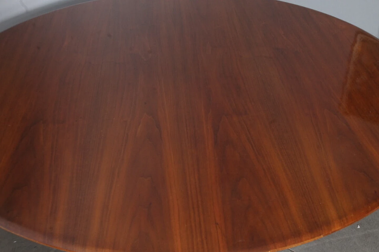 Round walnut and metal table by Osvaldo Borsani and Gerli for Tecno Milano, 1960s 8