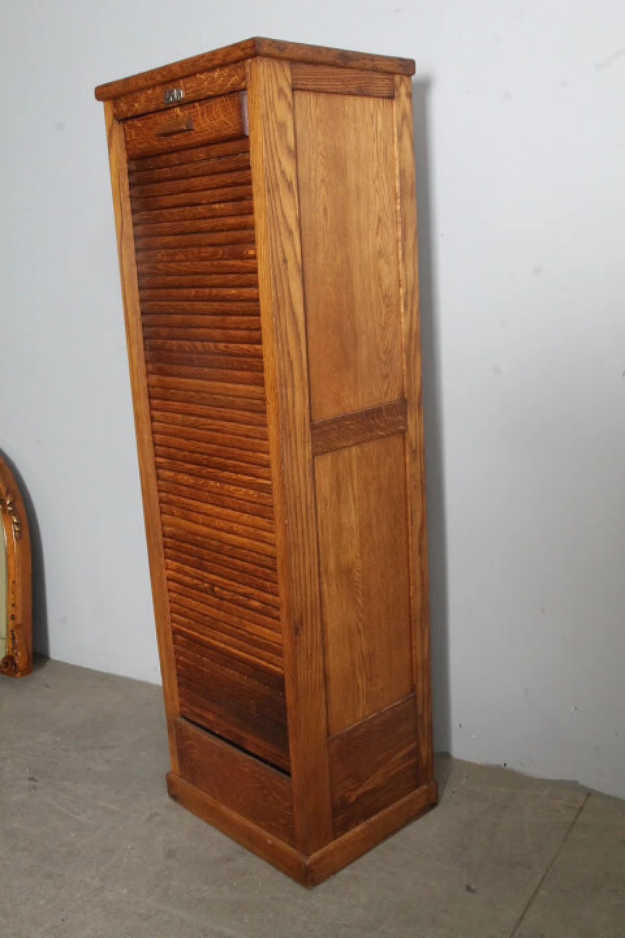 Art Deco oak filing cabinet with shutter, 1940s 5