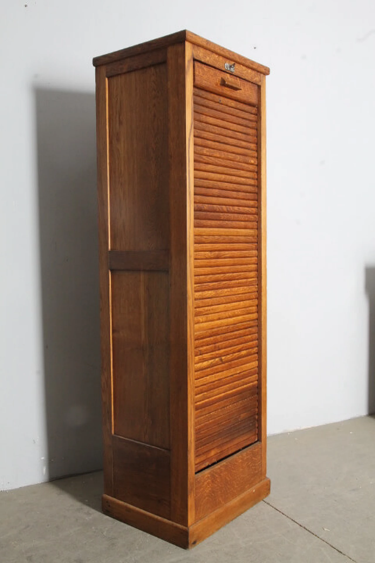 Art Deco oak filing cabinet with shutter, 1940s 8