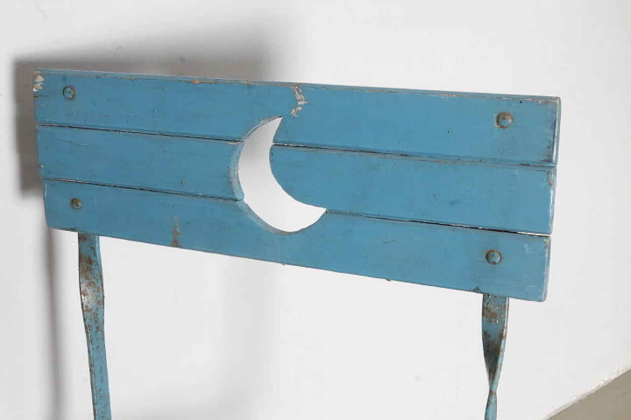 Light blue lacquered garden folding side table and pair of chairs, 1950s 6