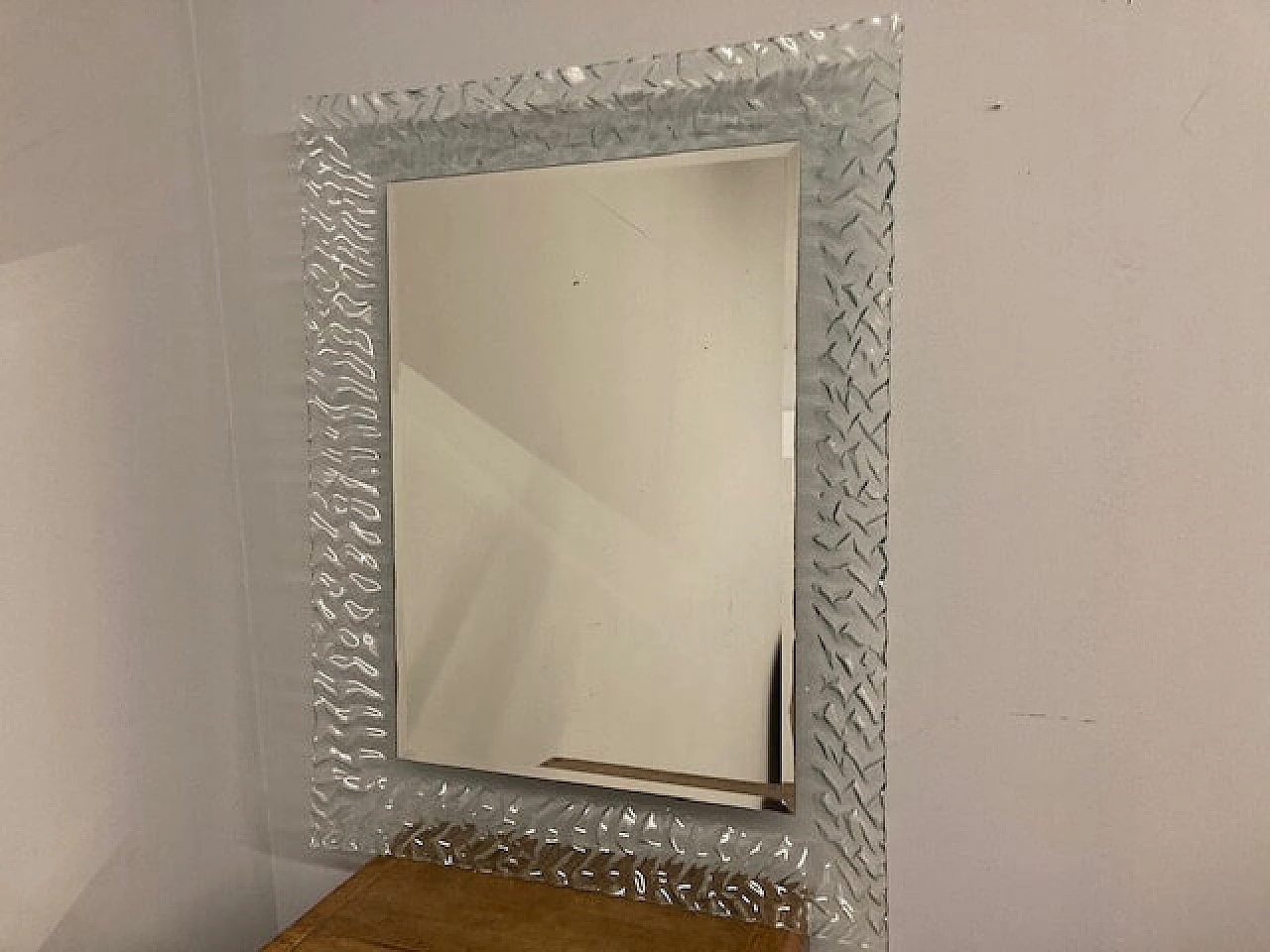 Aquamarine Murano glass wall mirror, 1970s 4