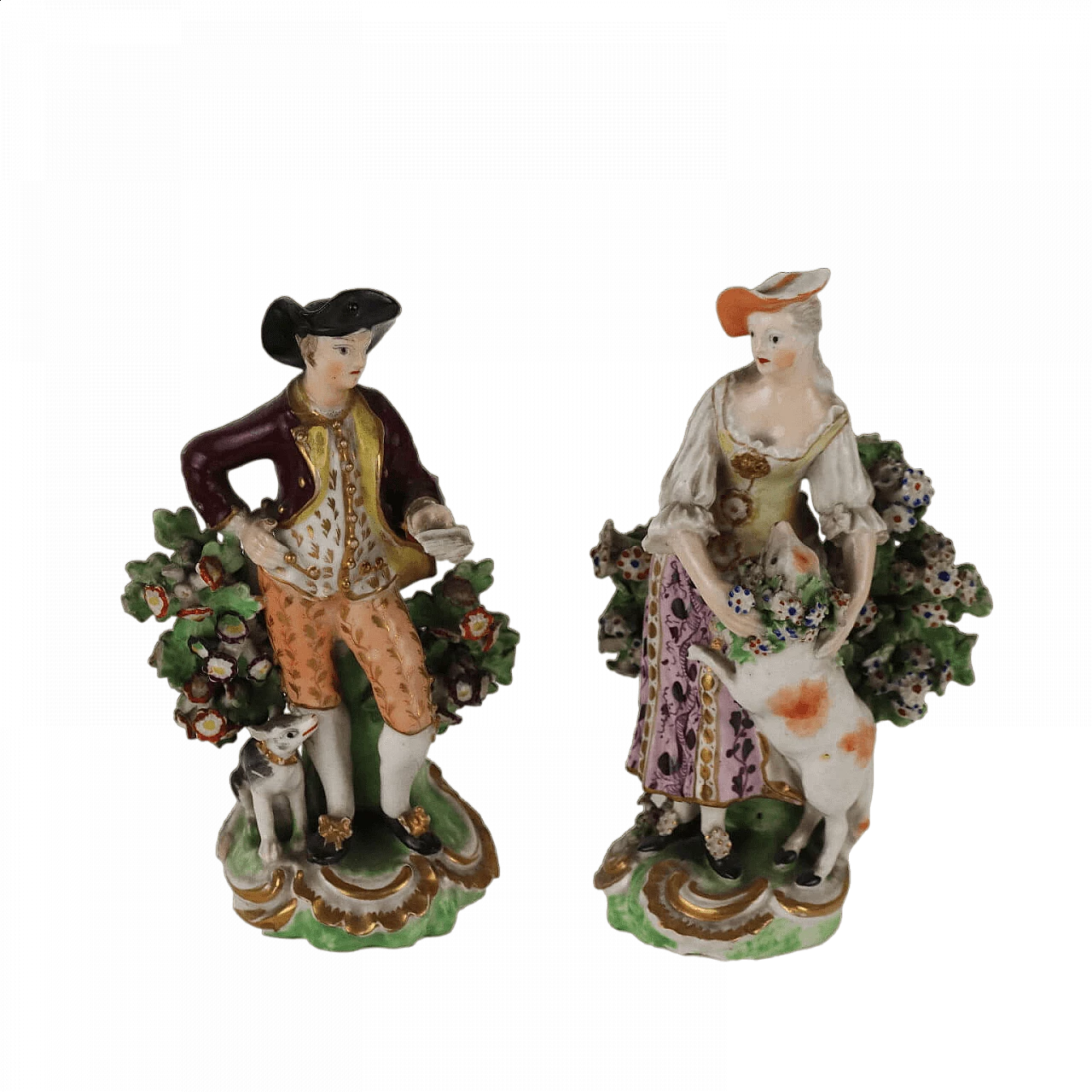 Pair of polychrome porcelain figurines, 19th century 11
