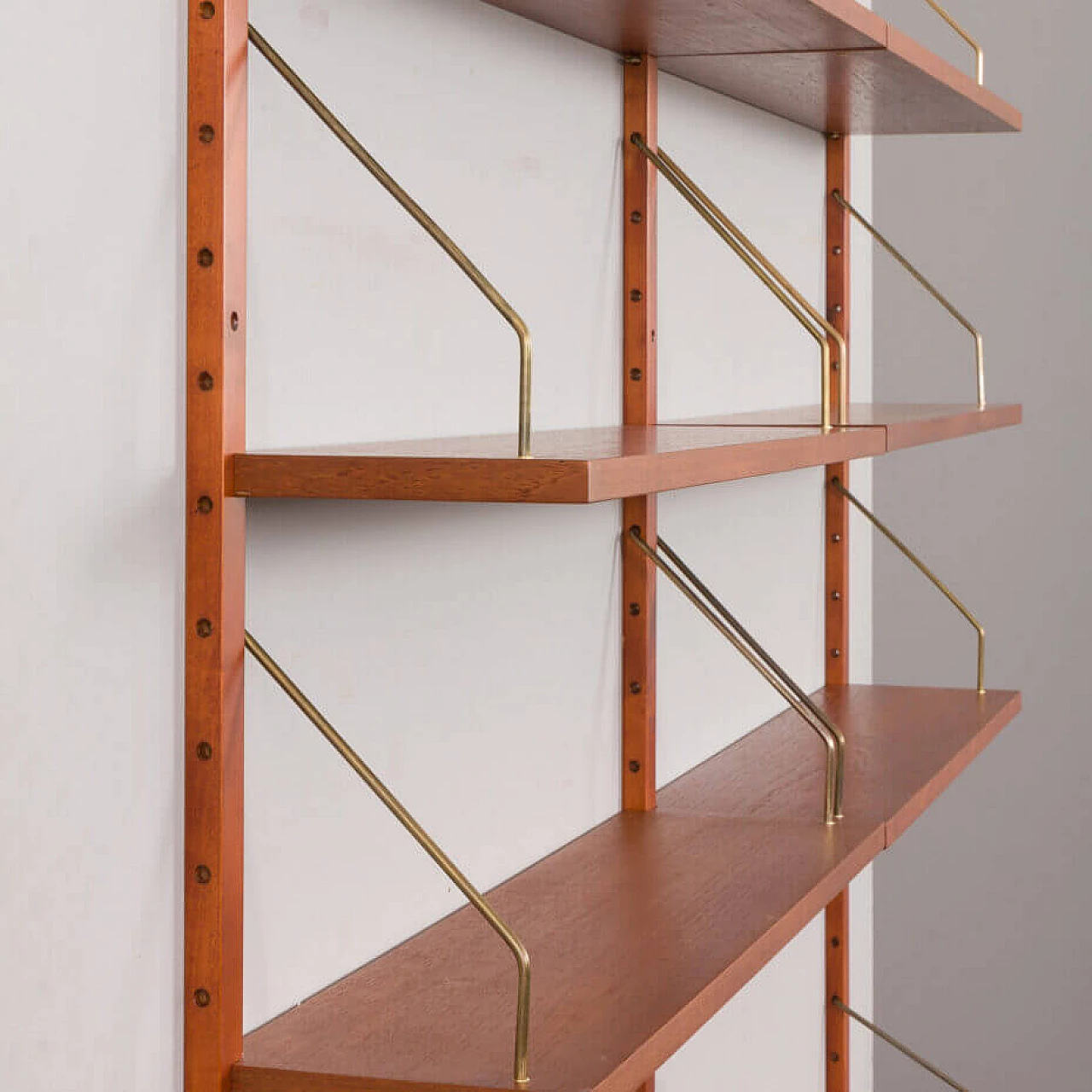 Danish teak wall-mounted bookcase with desk and drawer unit by Preben Sorensen for PS Systems, 1960s 12