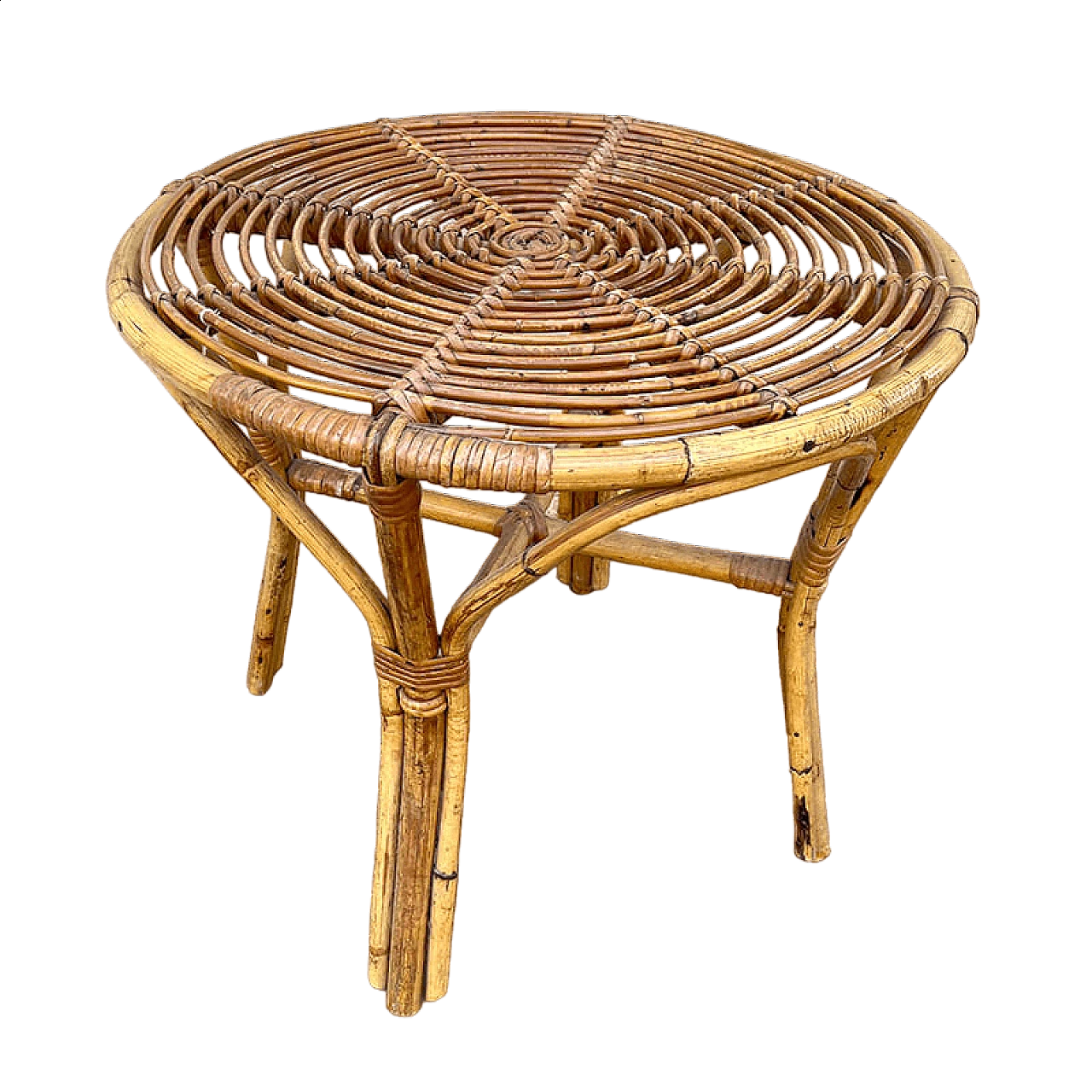 Tavolino rotondo in bambù, anni '60 8