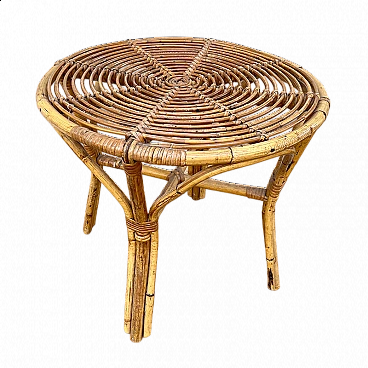 Tavolino rotondo in bambù, anni '60