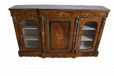 French Boulle-style inlaid and paneled wood sideboard, mid-19th century