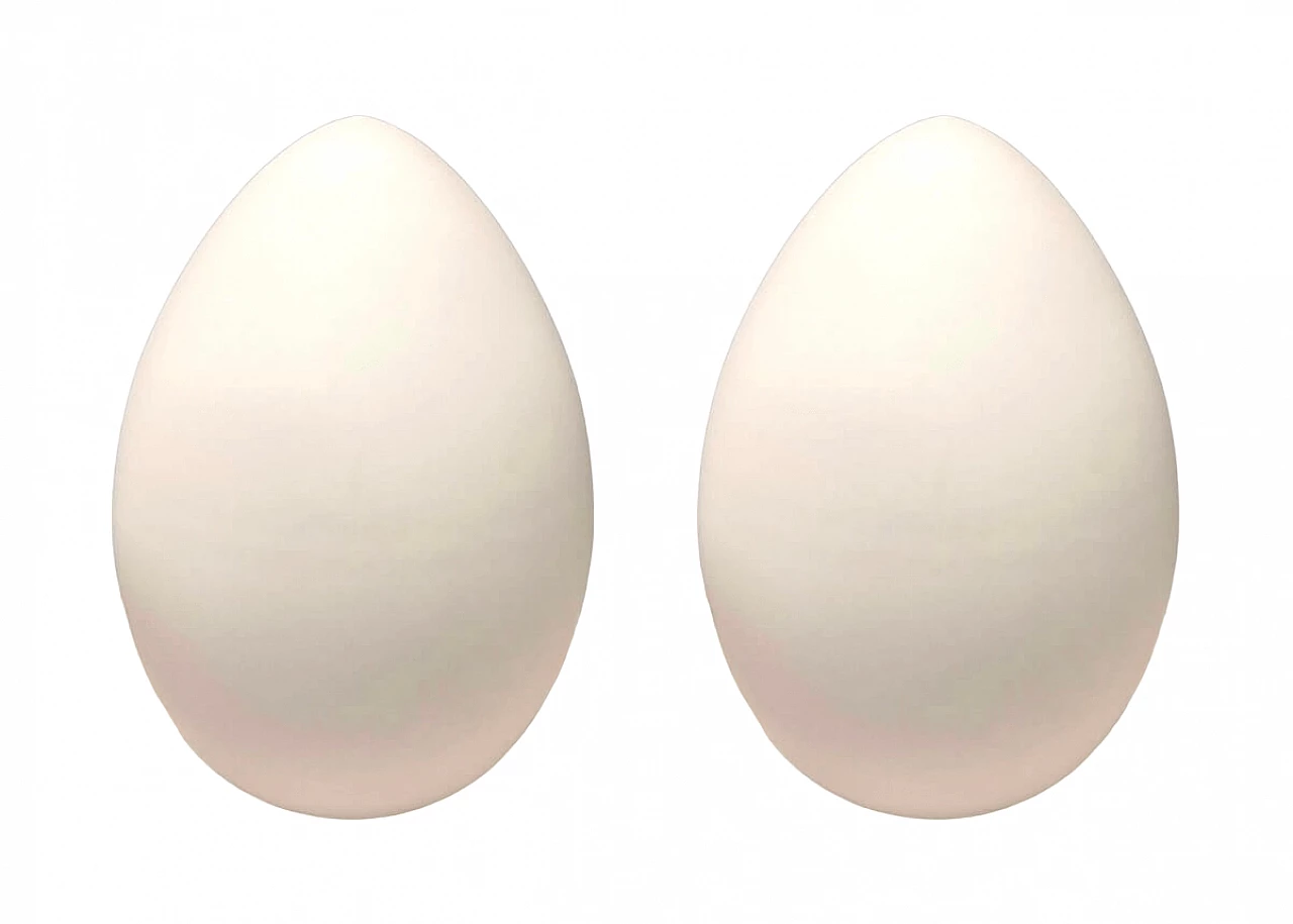 Coppia di lampade da tavolo a uovo in vetro di Zonca, anni '70 7