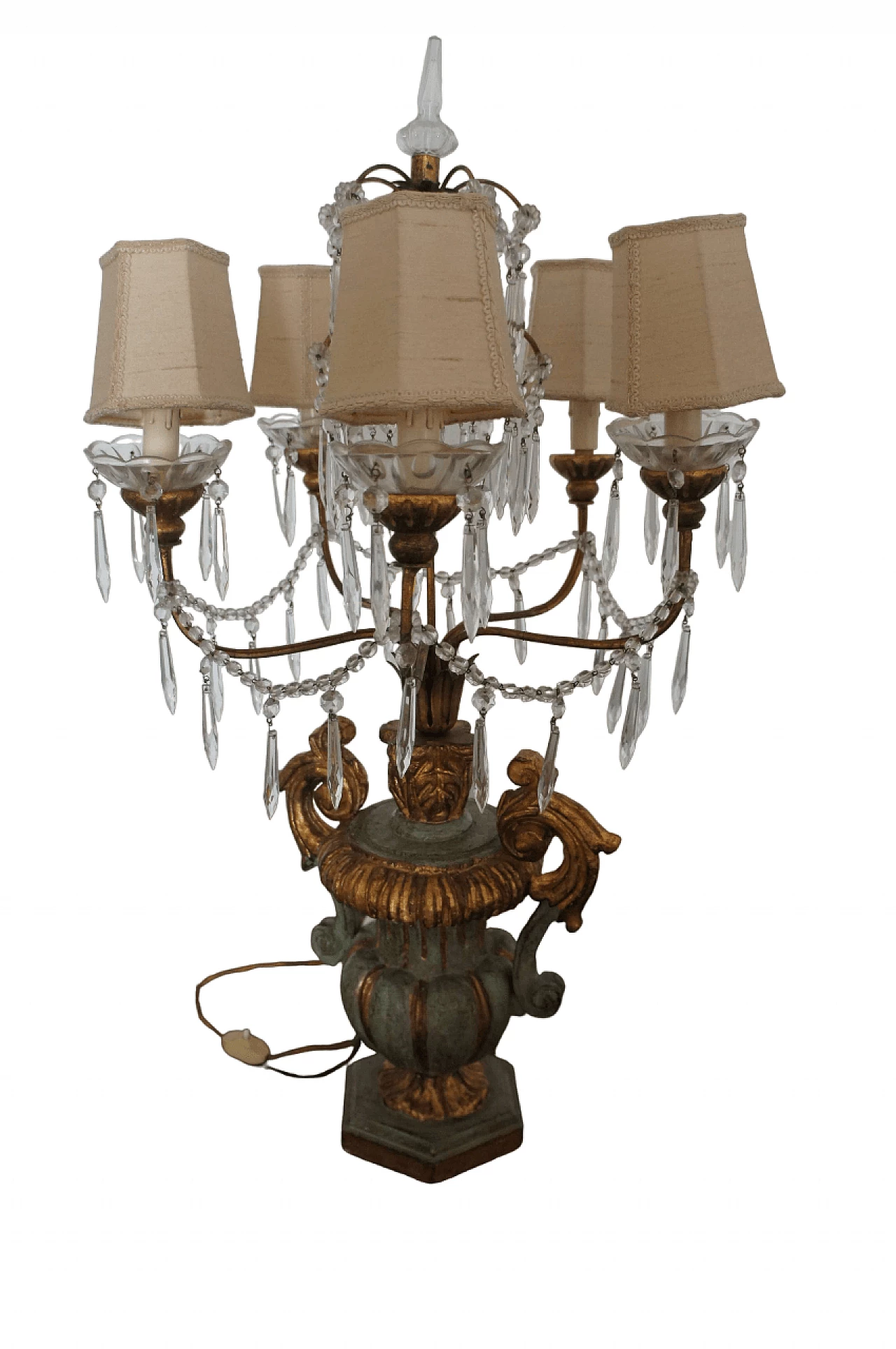 Wood table lamp with crystal elements 14