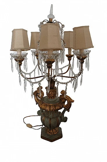 Wood table lamp with crystal elements