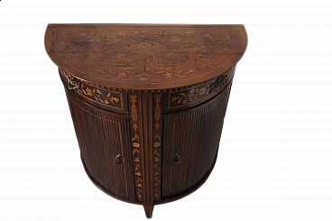 Wooden corner console table with inlays, early 20th century