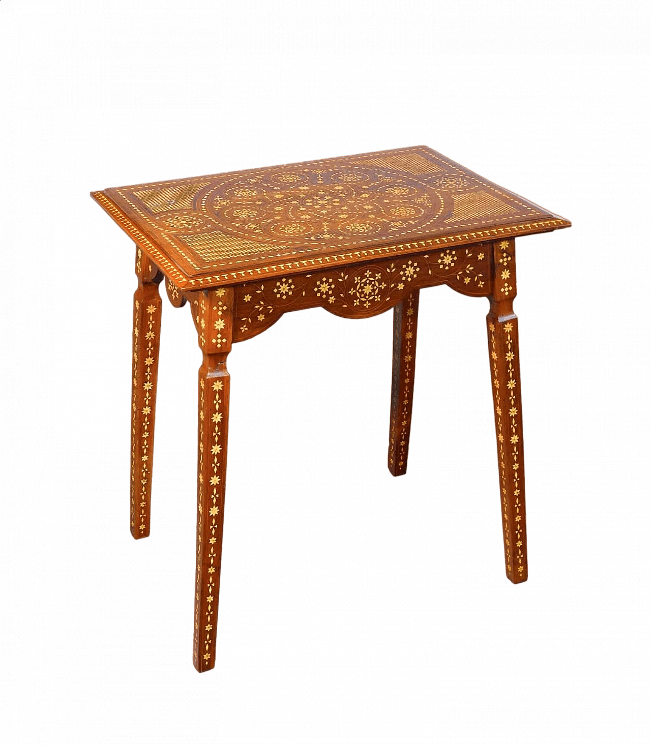 Carthusian-inlaid wooden coffee table in the style of Adriano Brambilla, late 19th century 9