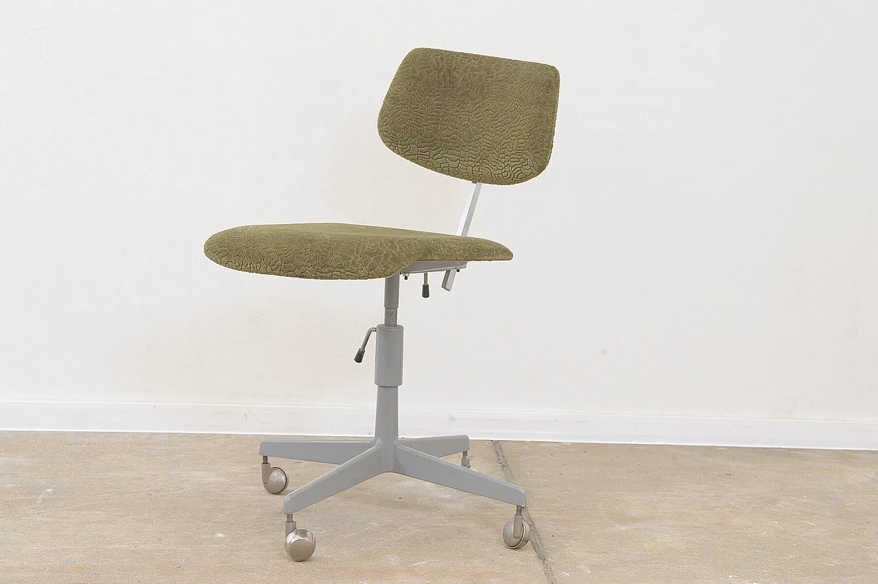 Plastic, fabric and iron swivel chair by Kovona, 1950s 2