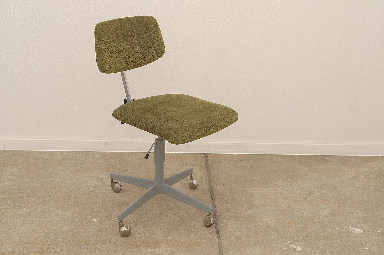 Plastic, fabric and iron swivel chair by Kovona, 1950s 5
