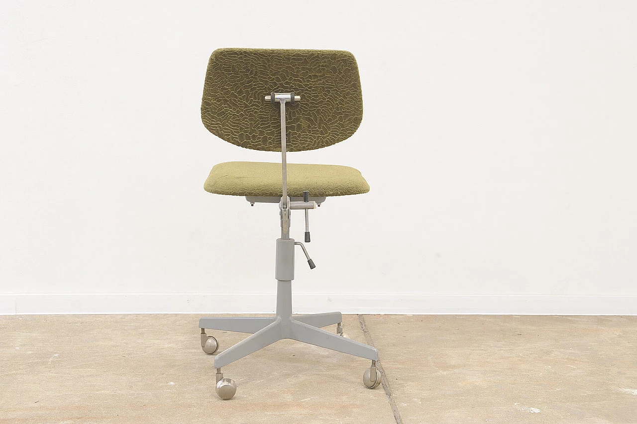Plastic, fabric and iron swivel chair by Kovona, 1950s 11